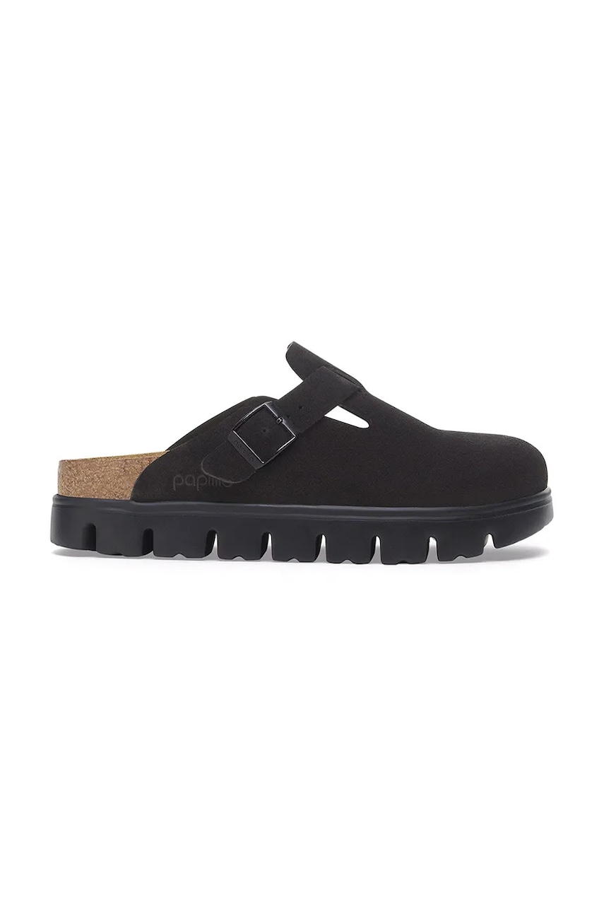 Birkenstock Boston Chunky LEVE klapki na platformie damskie zamszowe