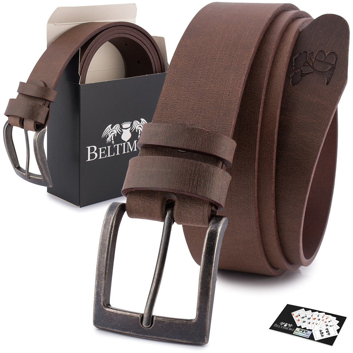 Pasek męski skórzany premium szeroki 4 cm klasyczny brąz licowy Beltimore E43 : Kolory - brązowy, beżowy, Rozmiar pasków - r.130-145 cm