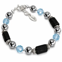 Zodiakalna Bransoletka Turmalin Topaz Hematyt Srebro Skorpion