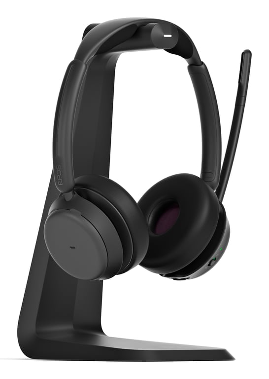 EPOS IMPACT 1000 MS UC ANC WL USB-C+A Stand Zestaw słuchawkowy Bezprzewodowy Opaska na głowę Biuro/centrum telefoniczne USB Type-C Bluetooth Podstawka do ładowania Czarny