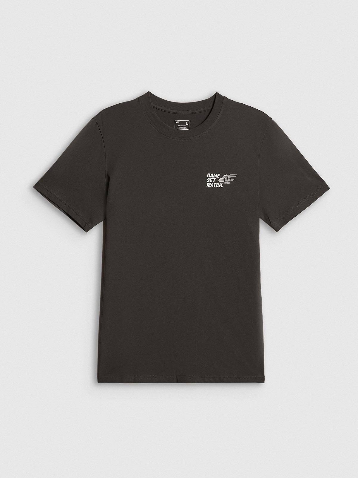 4F T-shirt regular z nadrukiem męski - szary M