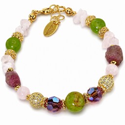 Zodiakalna Bransoletka Kryształy Opal Kwarc Turmalin Jadeit Złote Srebro Waga