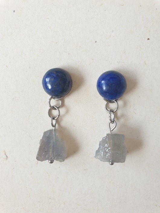 Kolczyki RAW lapis lazuli, labradoryt