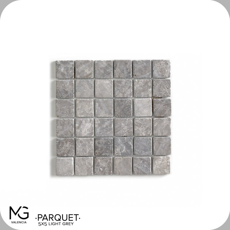 Mozaika z naturalnego marmuru 30 x 30 cm PARQUET 5x5 LIGHT GREY (Opakowanie 11 siatek = 1 m²)