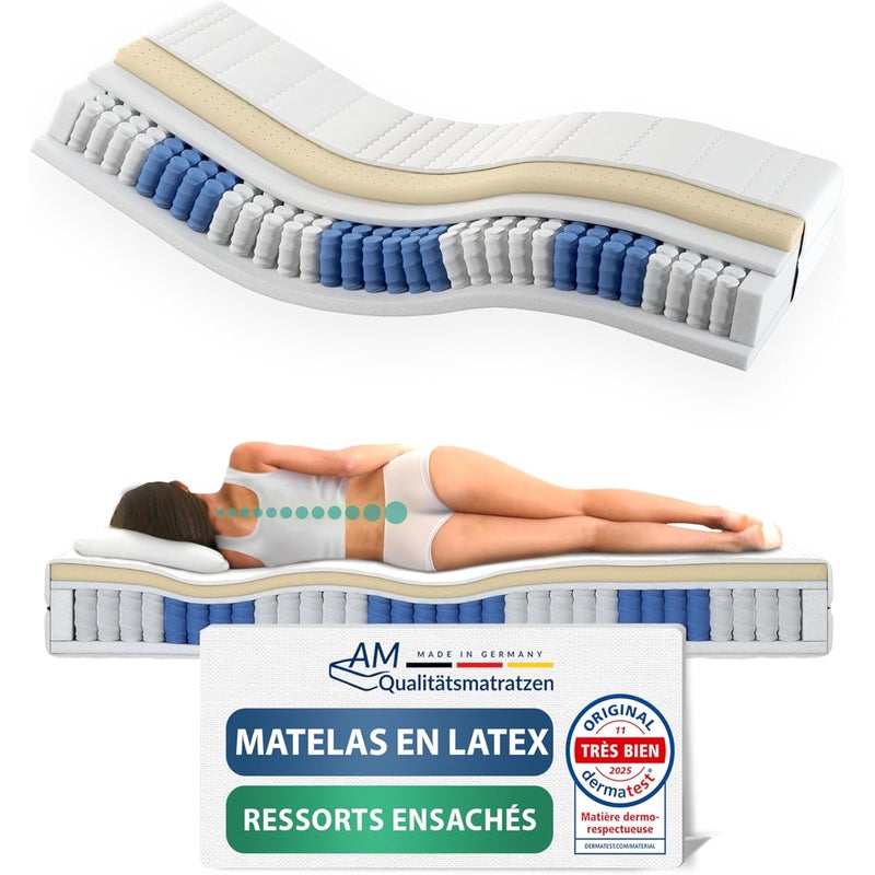 Materac kieszeniowy lateksowy 160x200cm wys. 3 24cm, pokrowiec Tencel