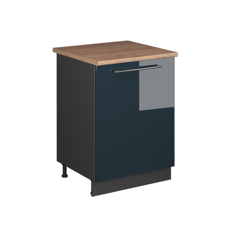 Vicco Szafka pod zlew Fame-Line, Ciemnoniebieski wysoki połysk/Antracyt, 60 cm
