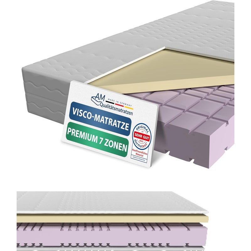 Materac termoelastyczny Premium 7-strefowy 120x200 H2, pianka termoelastyczna, pokrowiec Tencel
