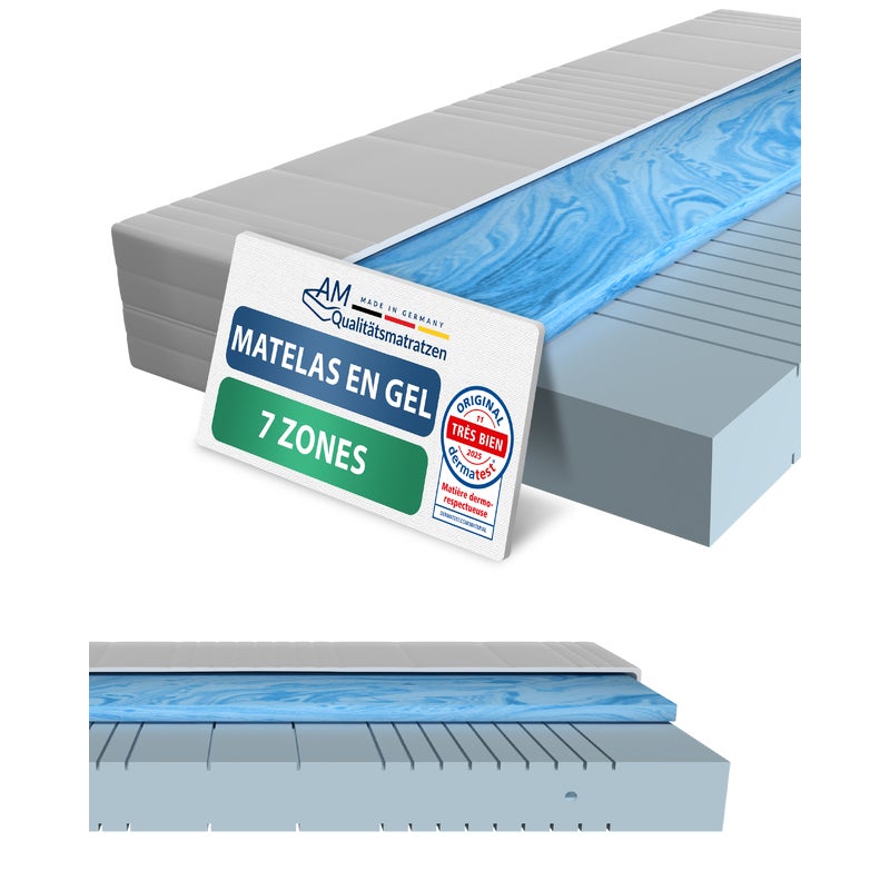 Materac żelowy 7-strefowy 90x200 H2, pianka memory