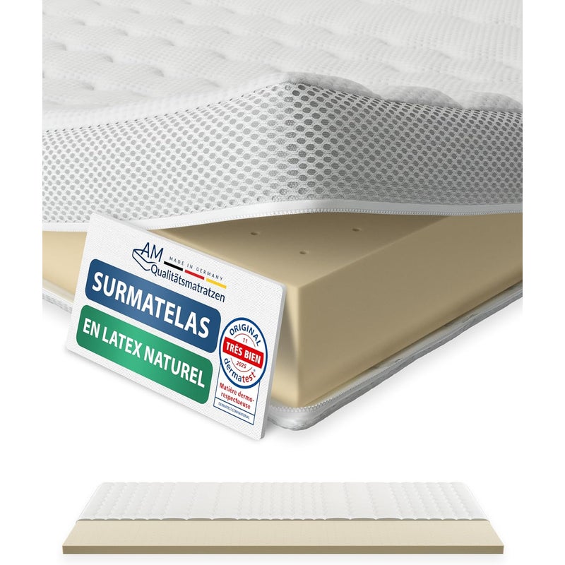 Nakładka na materac lateksowy Premium 120x220cm RG65 z pokrowcem Tencel