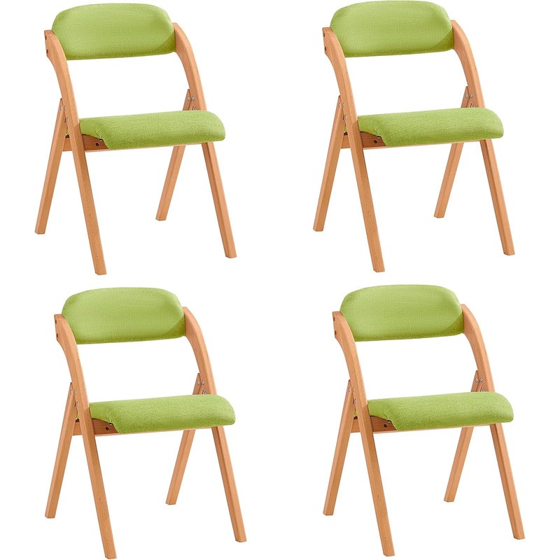 SoBuy Krzesło do Jadalni Zestaw 4, Ergonomiczne Składane Drewniane Krzesło z Pikowanym Siedziskiem, Zielony, FST92-GRx4