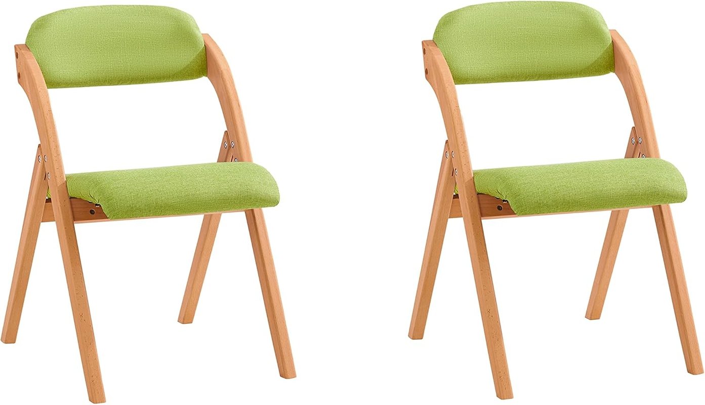 SoBuy Krzesło do Jadalni Zestaw 2, Ergonomiczne Składane Drewniane Krzesło z Pikowanym Siedziskiem, Zielony, FST92-GRx2