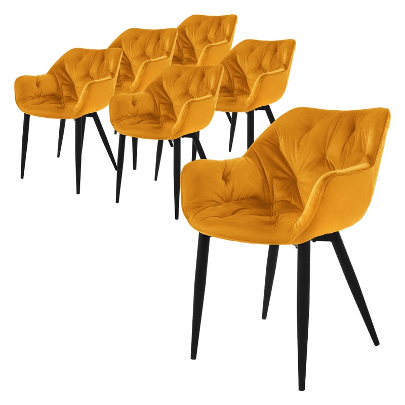ML-Design zestaw 6 krzesło do jadalni musztardowy zólty, krzesło kuchenne