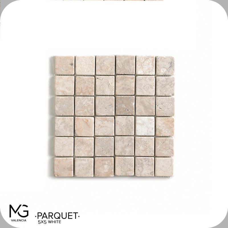 Mozaika z naturalnego marmuru 30 x 30 cm PARQUET 5x5 WHITE (Opakowanie 11 siatek = 1 m²)