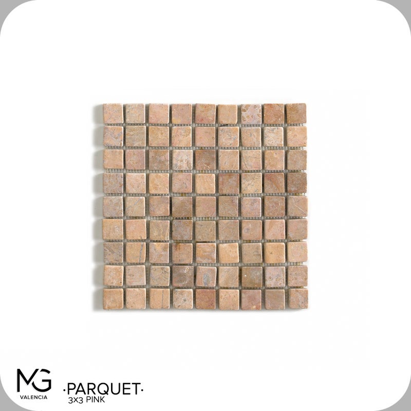 Mozaika z naturalnego marmuru 30 x 30 cm PARQUET 3x3 PINK (Opakowanie 11 siatek = 1 m²)