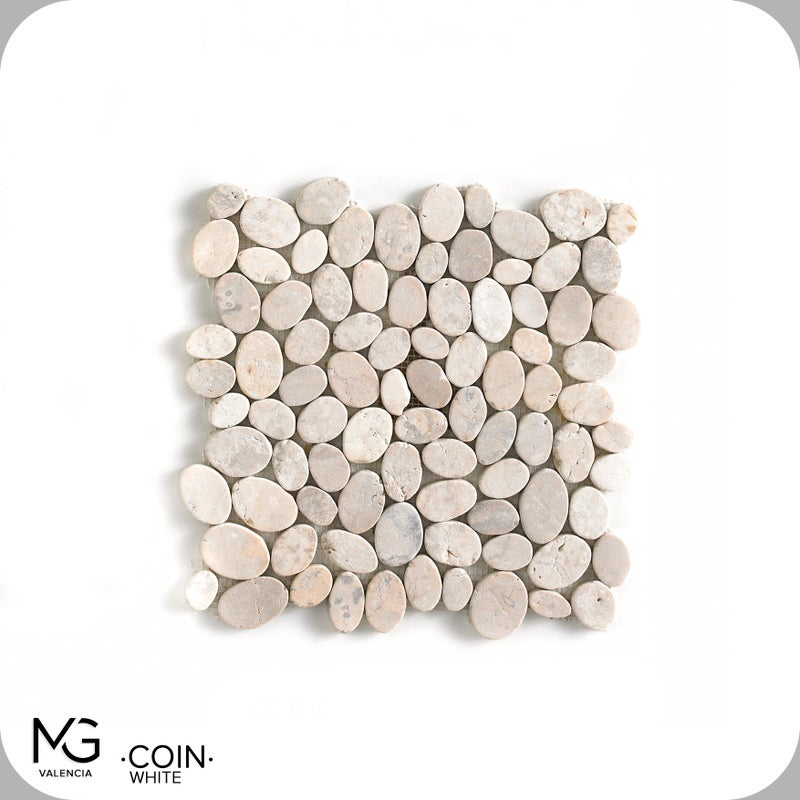 Mozaika z naturalnego marmuru 30 x 30 cm MOSAIC COIN WHITE (Opakowanie 11 siatek = 1 m²)