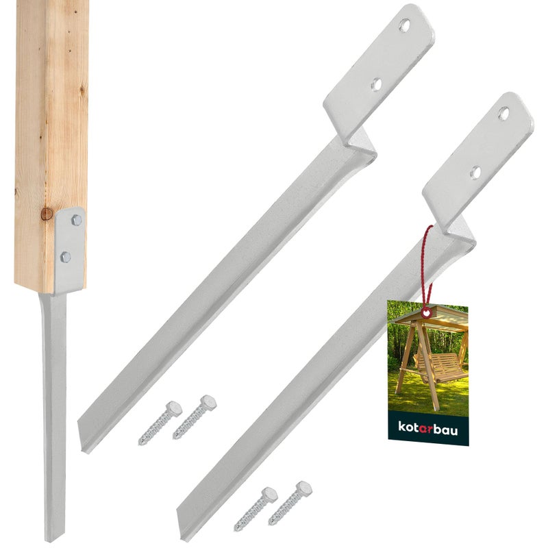 Podstawa Huśtawki - 50 CM - Kotwa Wbijana do Ziemi - Podstawa Słupa - Mocowanie Huśtawki - Zestaw 2 SZT KOTARBAU