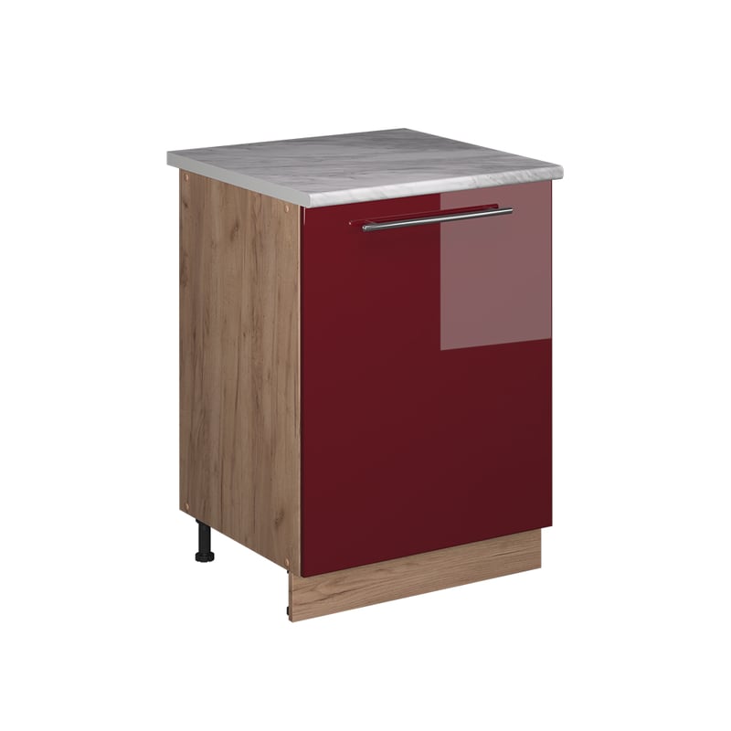 Vicco Szafka pod zlew Fame-Line, Bordowy wysoki połysk/Dąb goldkraft, 60 cm