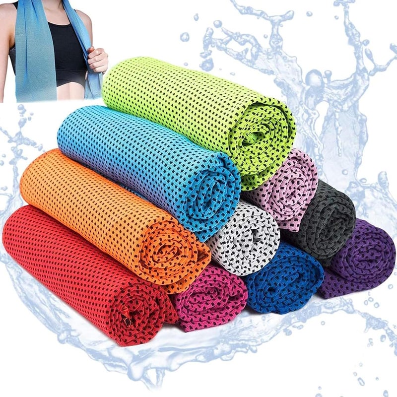 Ręcznik chłodzący Instant Cooling – 10 sztuk z mikrofibry do uprawiania sportu, jogi i podróży, łatwy w użyciu