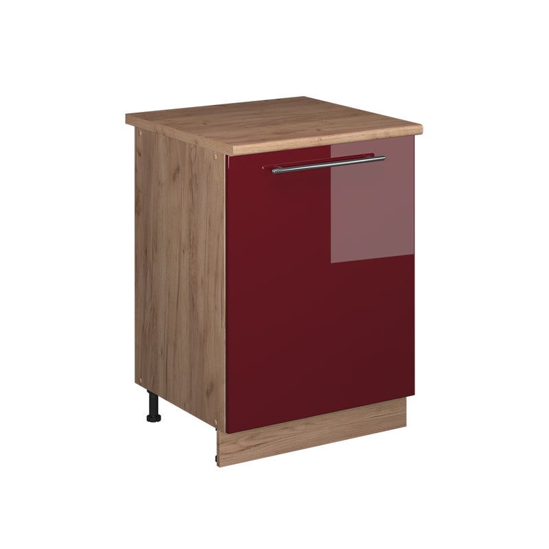 Vicco Szafka pod zlew Fame-Line, Bordowy wysoki połysk/Dąb goldkraft, 60 cm