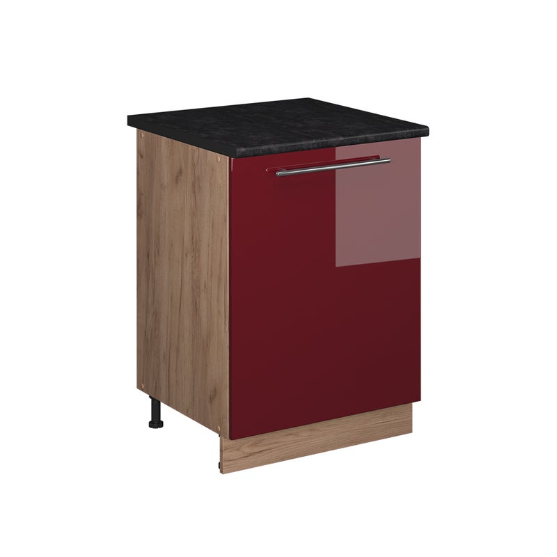 Vicco Szafka pod zlew Fame-Line, Bordowy wysoki połysk/Dąb goldkraft, 60 cm