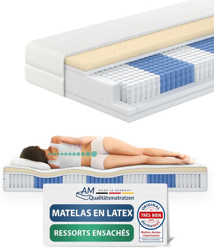 Materac kieszeniowy lateksowy premium 140x200cm wys. 2 24cm, lateks naturalny, pokrowiec Tencel