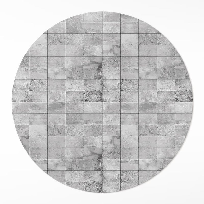 Mata winylowa okrągła, jasne kamienne płytki industrialne kafelki 130x130 cm – ArtPrintCave