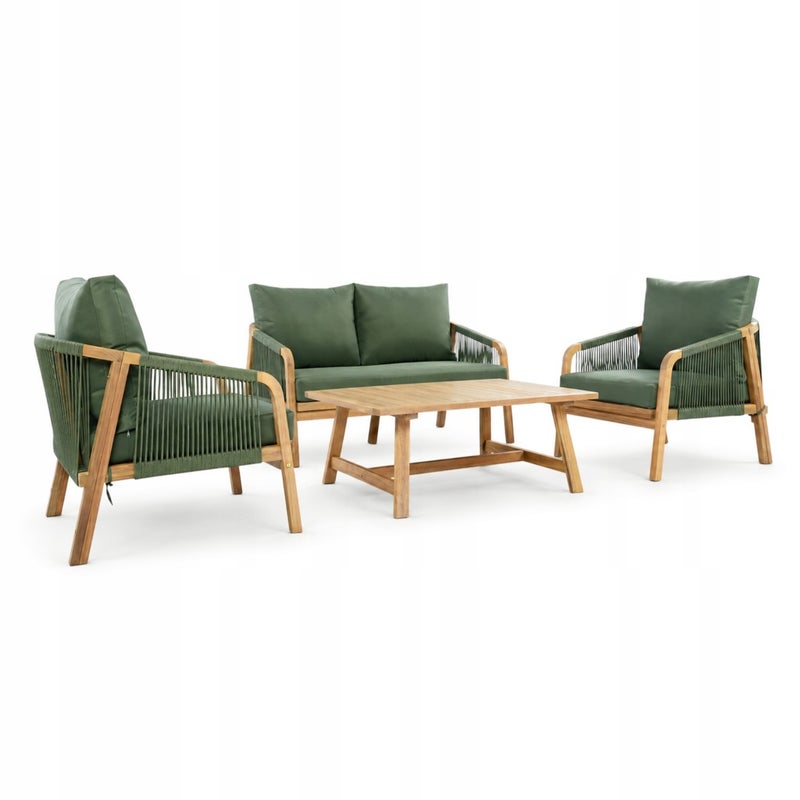 Zestaw mebli ogrodowych 4 os balkon stół sofa krzesła Makira akacja premium