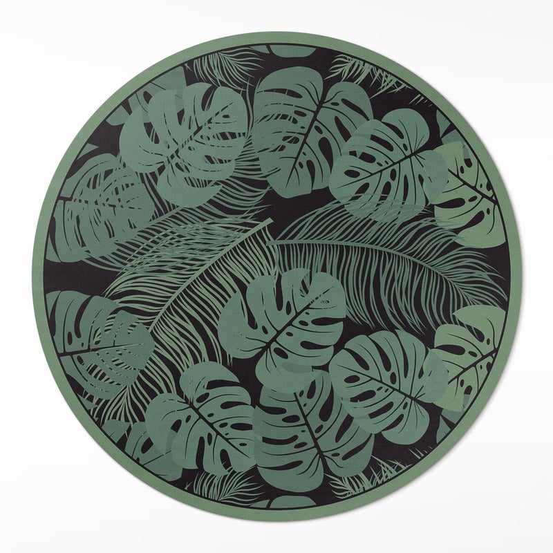 Chodnik winylowy do kuchni okrągły, tropikalne liście monstera 80x80 cm ArtPrintCave
