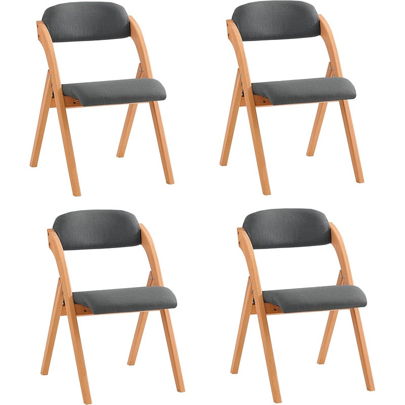 SoBuy Krzesło do Jadalni Zestaw 4, Ergonomiczne Składane Drewniane Krzesło z Pikowanym Siedziskiem, Szary, FST92-SGx4