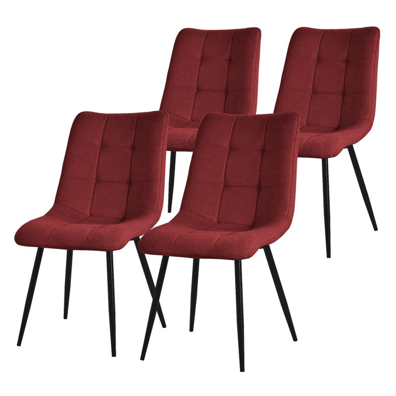 ML-Design Zestaw 4 krzesło do jadalni w czerwonym kolorze krzesla do salonu z materialowym pokryciem