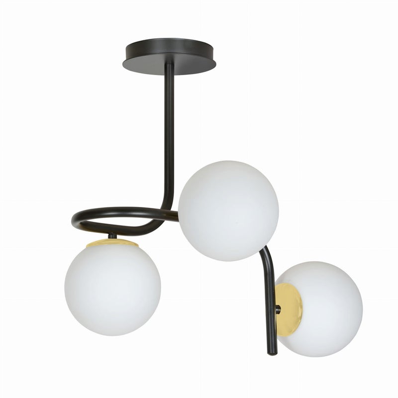 Lampa wisząca Ragnar czarno-biała 3xE14x40W wym: 51 x 57 cm szkło Emibig