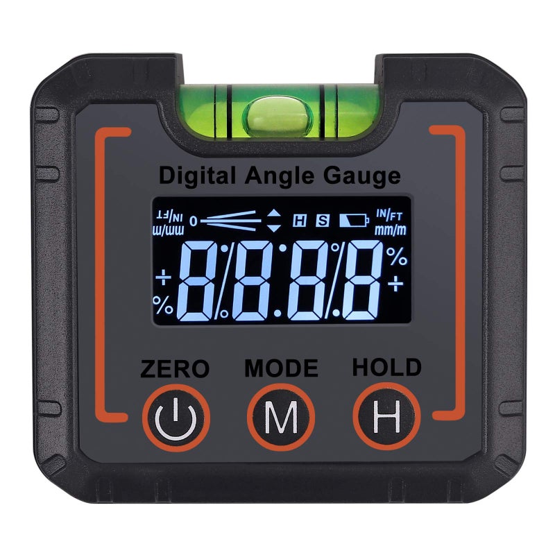 Cyfrowy inklinometr magnetyczny, poziom cyfrowy 0 x 360°, elektroniczne automatyczne wyłączanie, wyświetlacz LCD i podświetlenie, z bańką do budownict