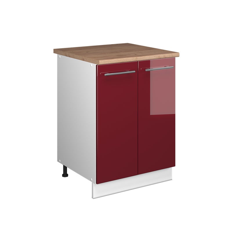 Vicco Szafka pod zlew Fame-Line, Bordowy wysoki połysk/Biały, 60 cm