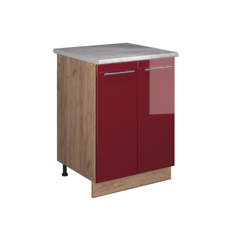 Vicco Szafka pod zlew Fame-Line, Bordowy wysoki połysk/Dąb goldkraft, 60 cm