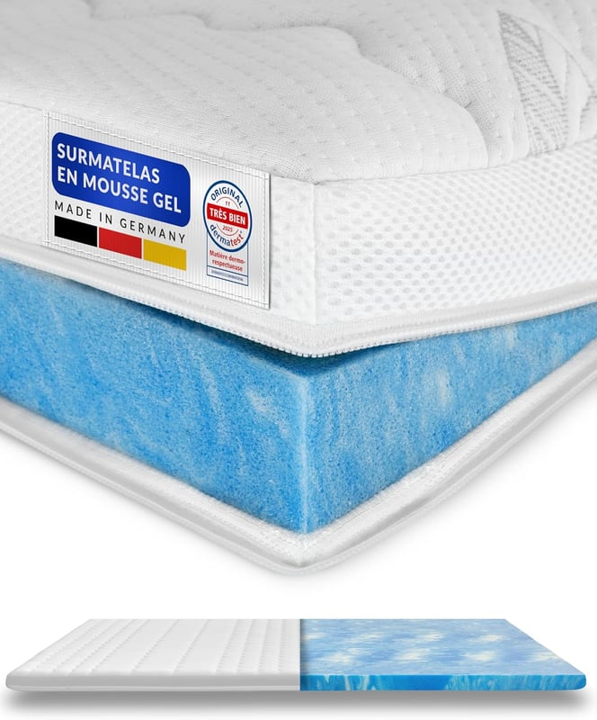 Materac nawierzchniowy z pianki żelowej Premium 180x200 cm z RG 50, pianką memory, z pokrowcem Tencel