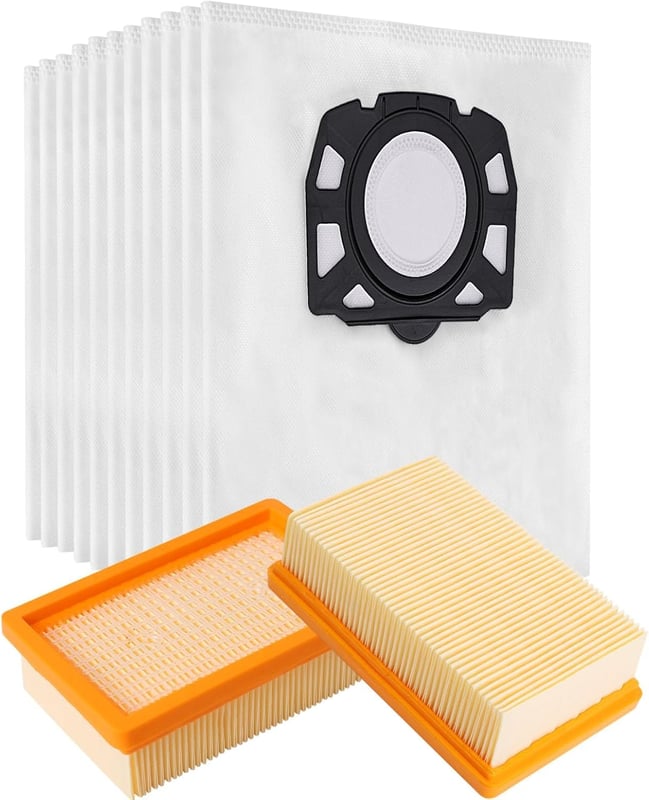 Zestaw 10 filtrów + 2 filtry do odkurzaczy Karcher WD4/WD5/WD6/MV4 do MV6 - Duża pojemność i wydajna filtracja