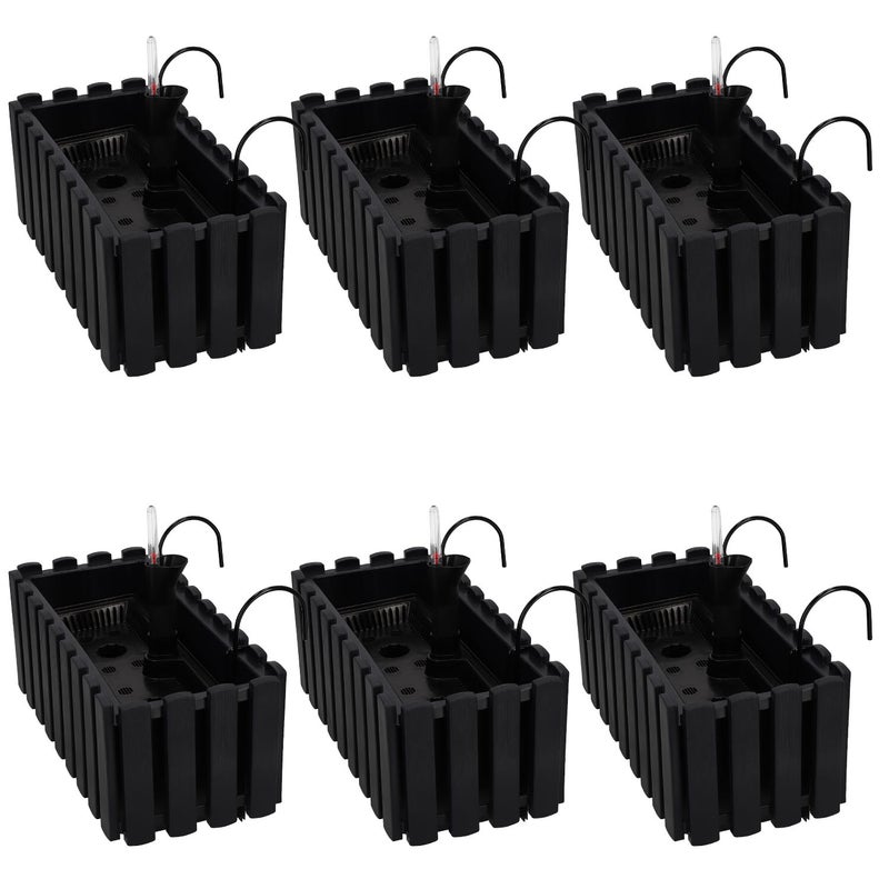 6 szt. Doniczka - Skrzynka Balkonowa - 38 x 18 x 16 cm - na Taras - z Hakami - System Nawadniania - Antracyt KOTARBAU