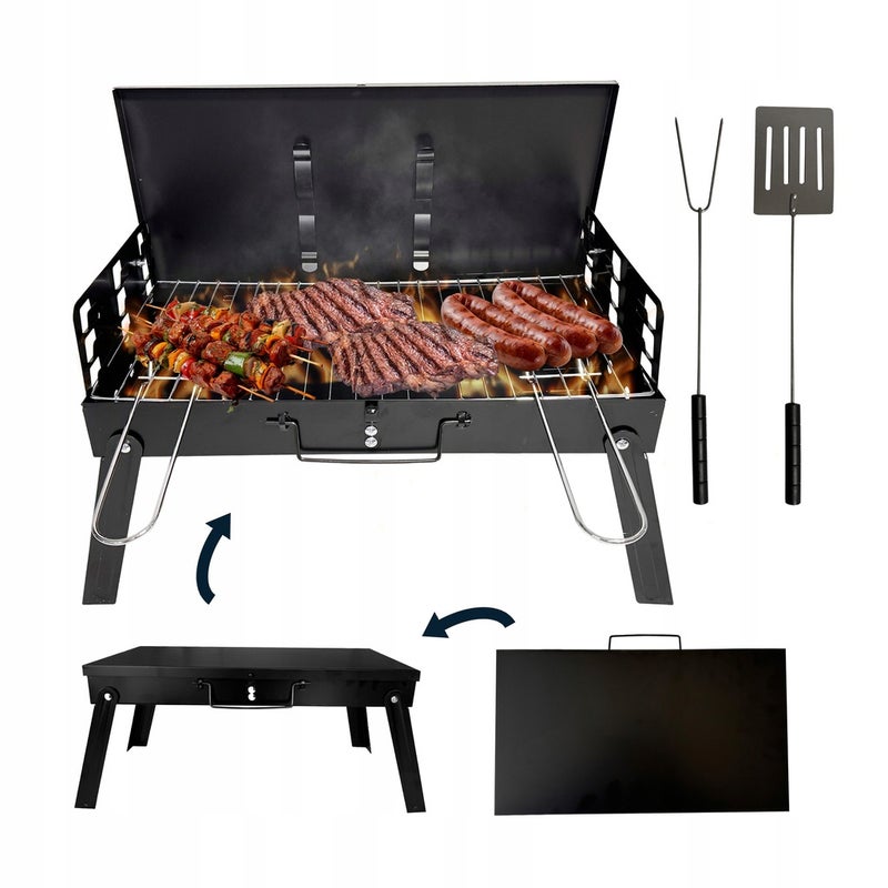 Grill węglowy turystyczny składany przenośny walizka BBQ 1009 + 4x mata teflonowa