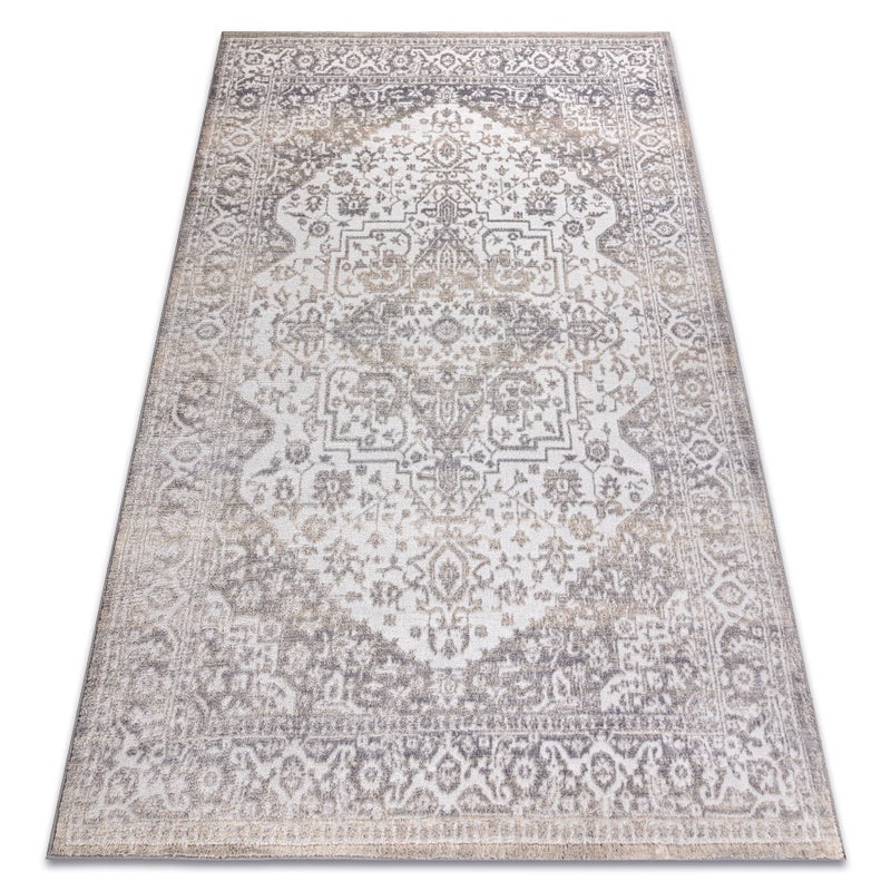 Dywan AURA J2818 szary / jasny beż - Ramka, ornament, strukturalny, nowoczesny 120x170 cm