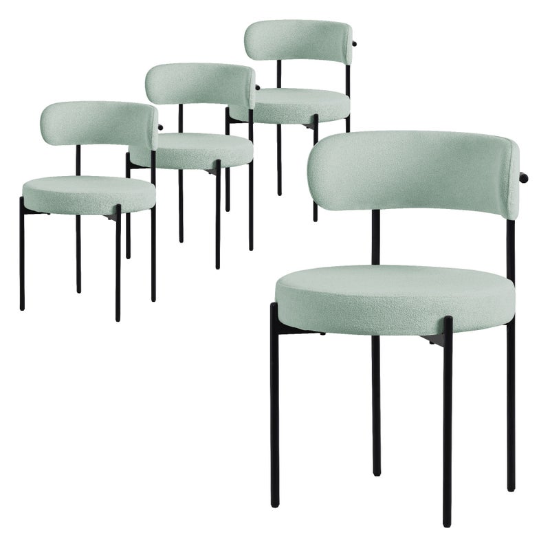ML-Design zestaw 4 krzesło do jadalni, krzesło kuchenne z tkaniny teddy w kolorze bialym