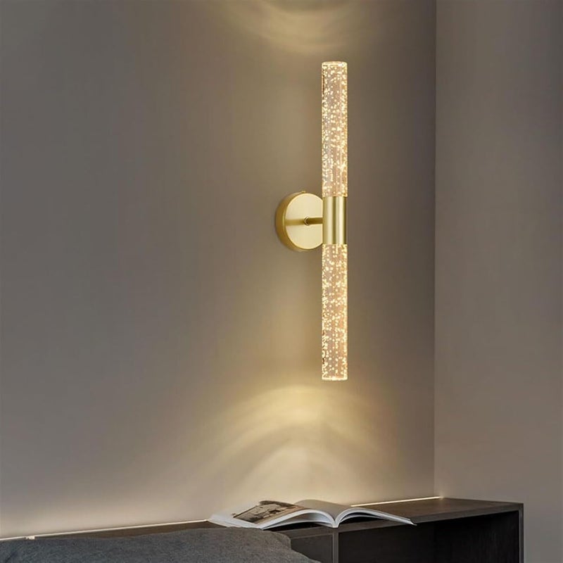 Złota lampa ścienna LED 50 cm – akrylowa, bąbelkowa, 14 W, ciepła biel 3000 K, do łazienki