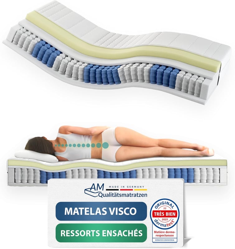Materac kieszeniowy i termoelastyczny 200x200cm wys. 2,24cm, pianka memory, pokrowiec Tencel