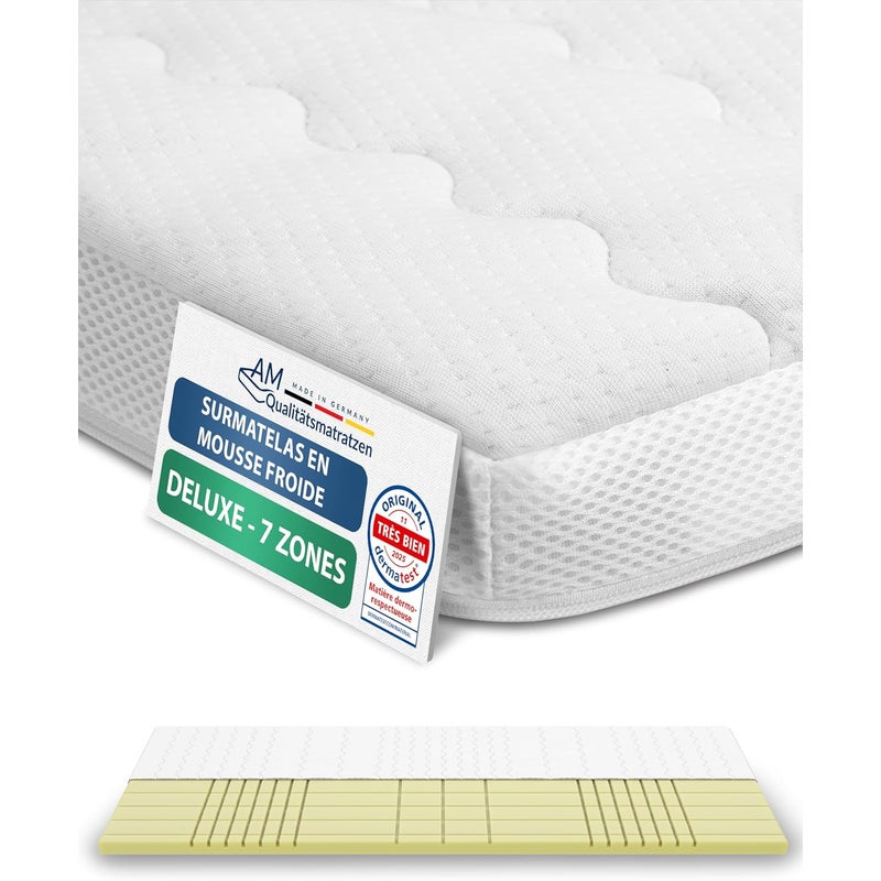 Nakładka na materac Deluxe 3D z zimnej pianki, 7 stref, 160x220 cm, RG50, z pokrowcem Tencel