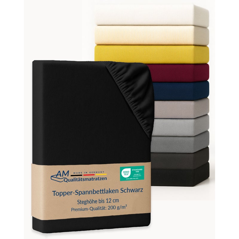 Prześcieradło z dopasowaną gumką Premium 160x200 cm Nakładka na materac (200 gsm) Czarny