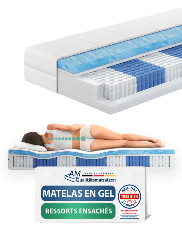 Materac kieszeniowy żelowy premium 100x200cm wys. 2 24cm, pianka memory, pokrowiec Tencel