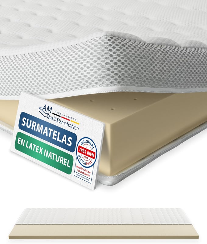Nakładka na materac lateksowy Premium 180x210cm RG65 z pokrowcem Tencel