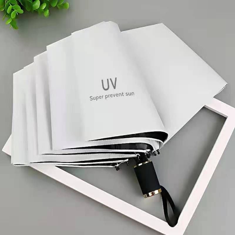 Parasol UV, parasol i parasolka w jednym, automatycznie rozkładany i składany, z filtrem UV, mini parasol, kremowo-biały