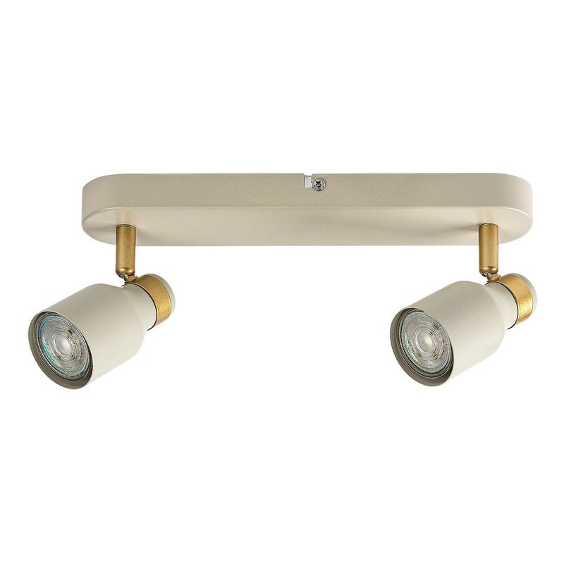 Listwa 2 Reflektory GU10 Klosz Regulowany Biały Kość słoniowa Złoty Metal IP20 L340mm