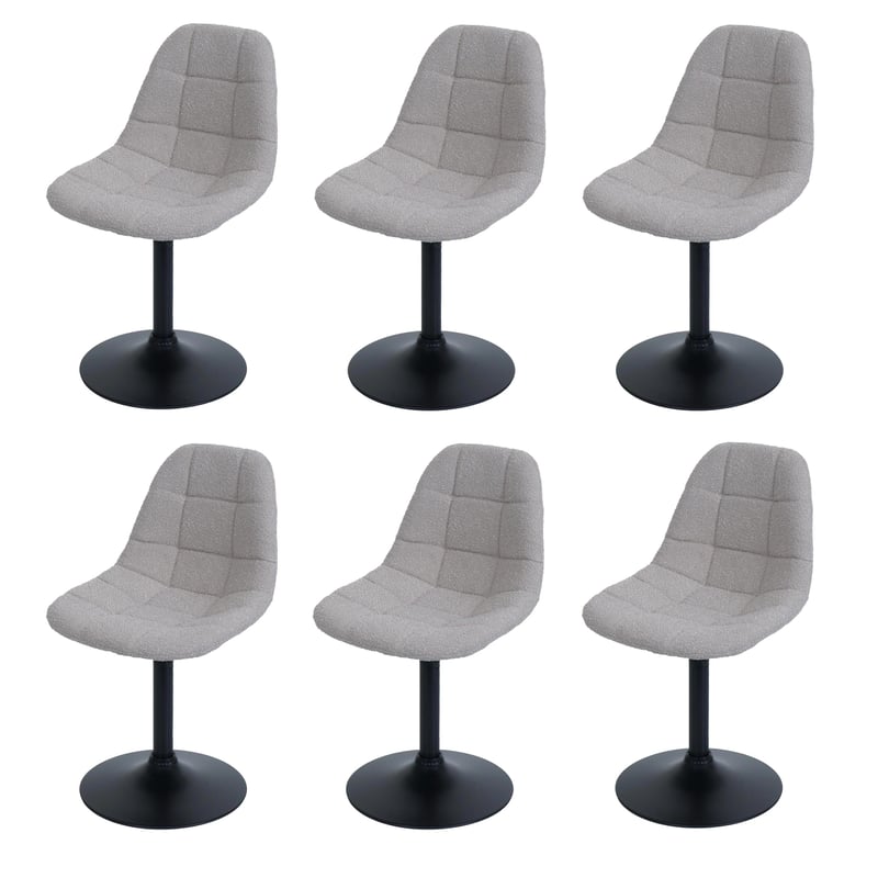 Zestaw 6 krzeseł do jadalni HWC-A60, krzesło kuchenne, krzesło obrotowe, stal MVG tkanina/tekstylia bouclé (450 g/m²) ~ taupe