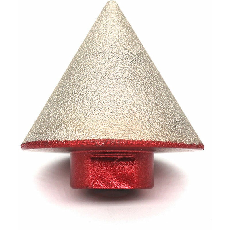 Lutowany diamentowy frez do powiększania otworów w kamieniu, ceramice, płytkach i szkle. Frez stożkowy o średnicy 48 mm. Gwint M14